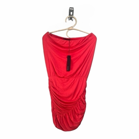 NEW Krisa X Revolve Tube Strapless Draped Mini Dress Size XS in Cherry Red - Picture 7 of 15